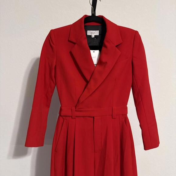 NWT $695 A.L.C. ALC Fire Engine Red Open Back “Tatum” Wide-Leg Jumpsuit - Sz 00 - Picture 4 of 13